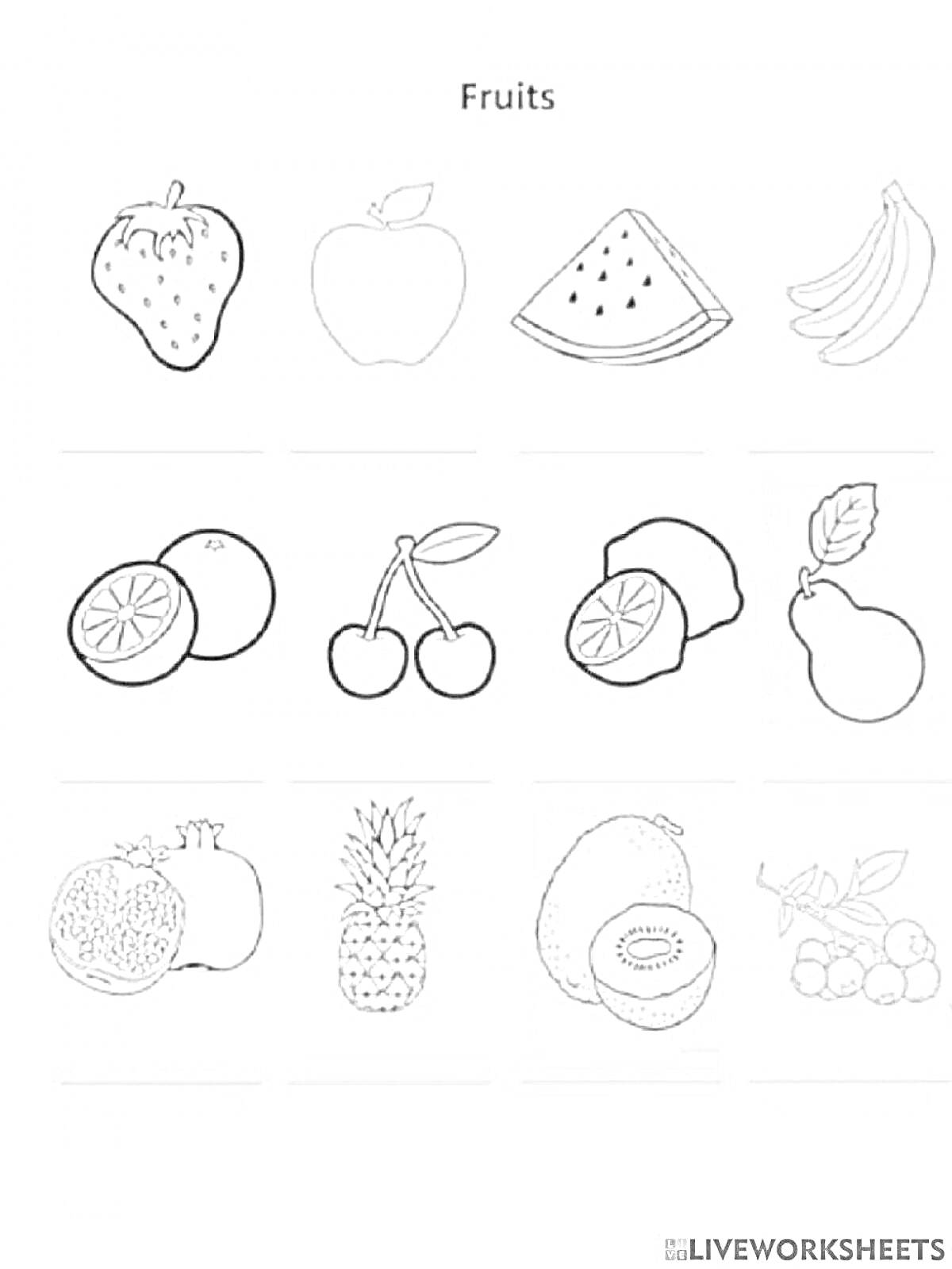 Раскраска Раскраска на тему фруктов
