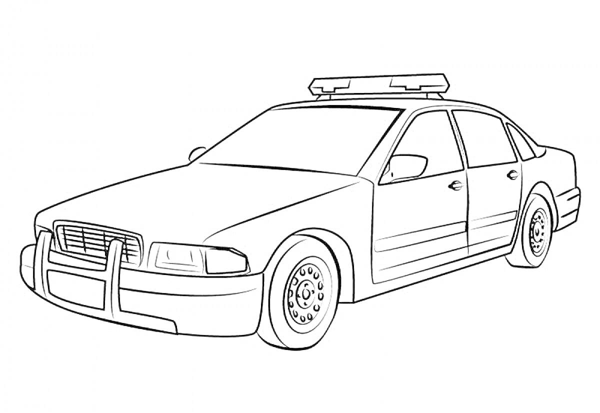 На раскраске изображено: Полицейская машина, Колёса, Решетка