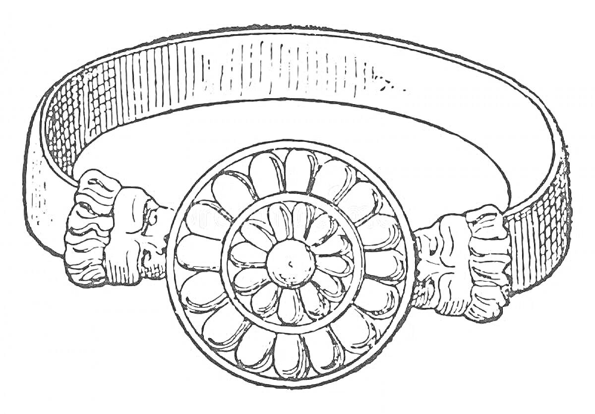Раскраска Браслет с цветочным узором и рельефными элементами
