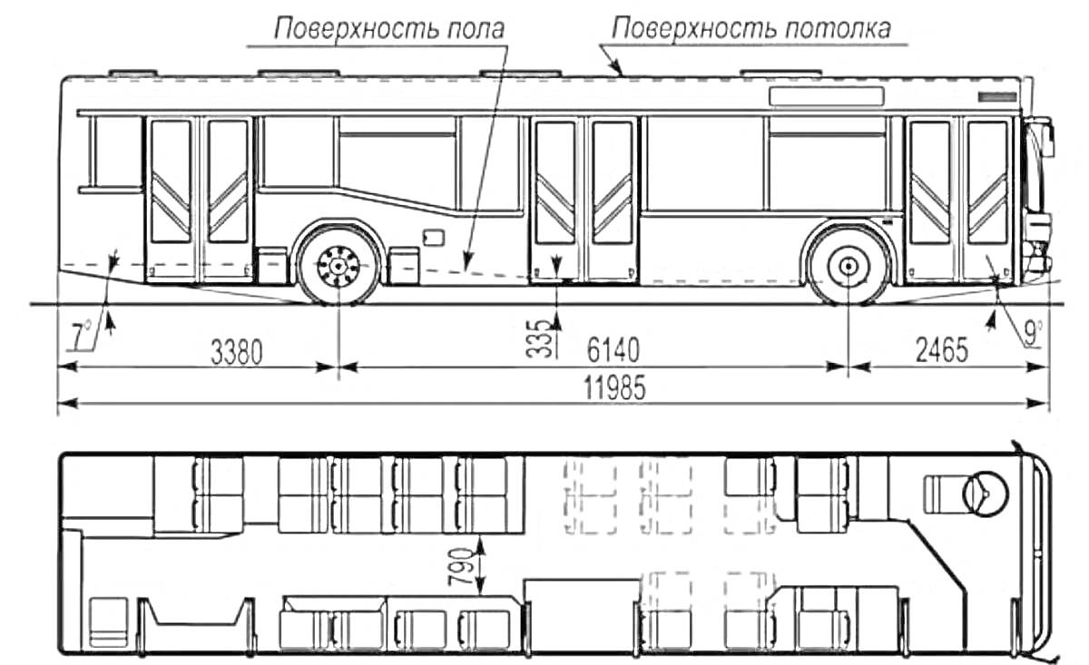 На раскраске изображено: Автобус, НЕФАЗ, Разметка, Схема, Транспорт