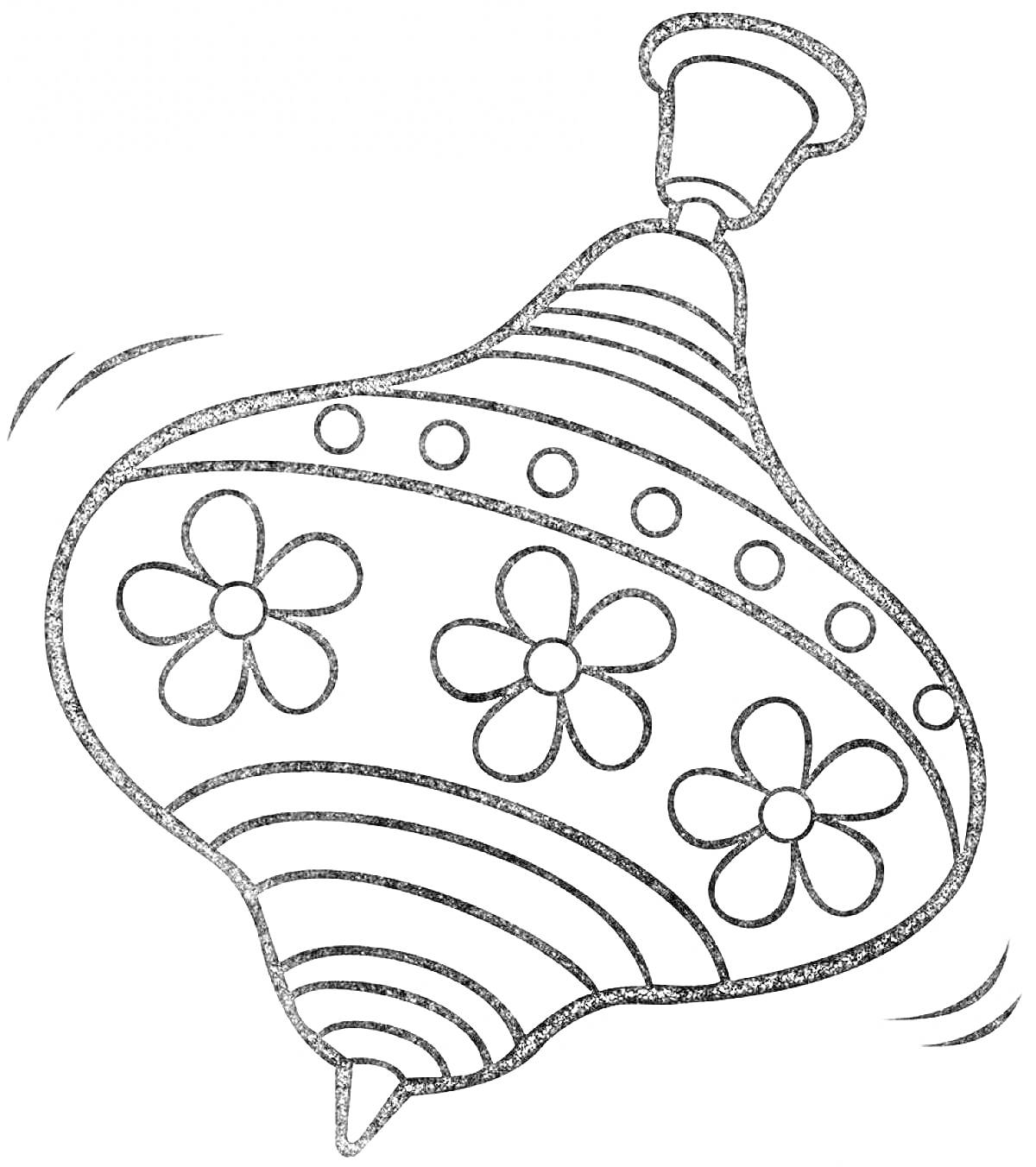 Юла с цветочным узором и круглыми элементами