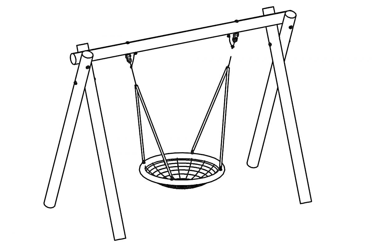 Раскраска Раскраска: конструкция качели с круглым сиденьем