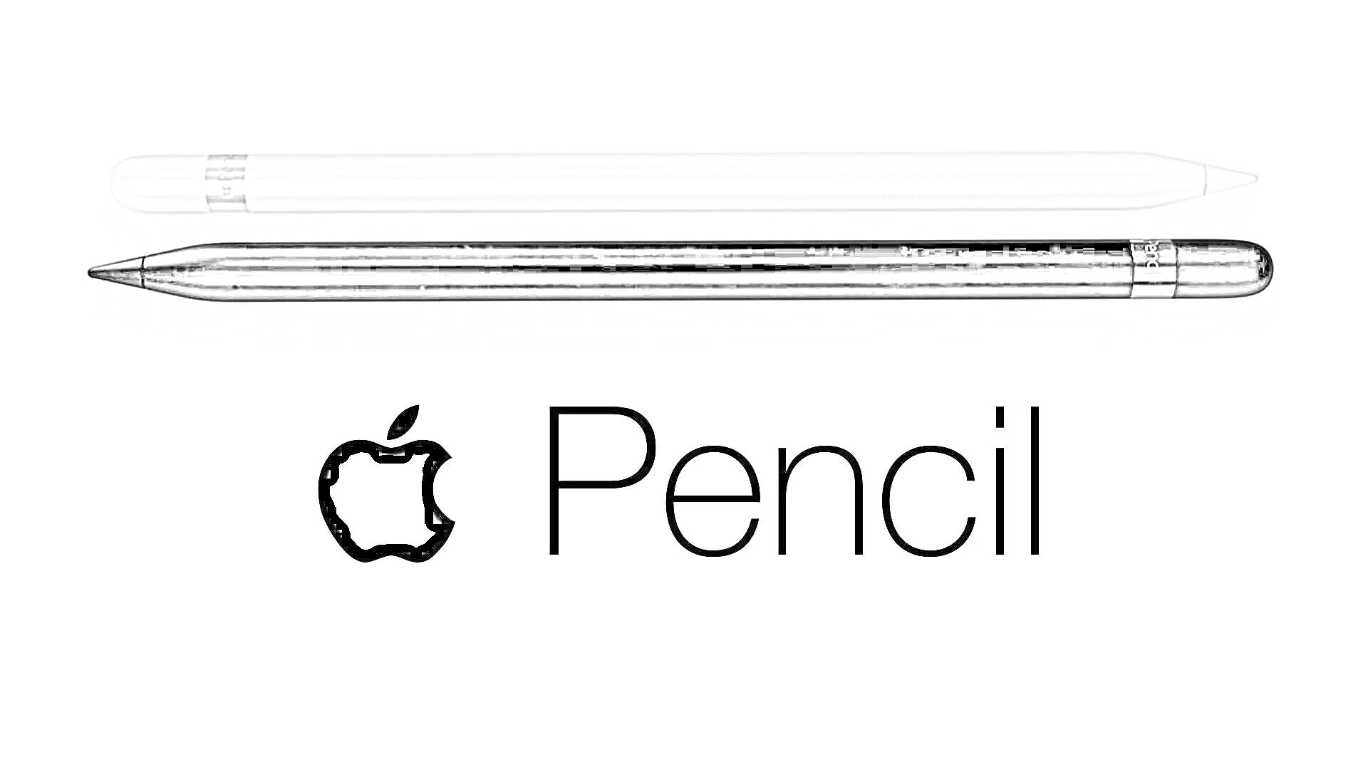 Раскраска Две стилуса (белый и черный) и логотип Apple Pencil