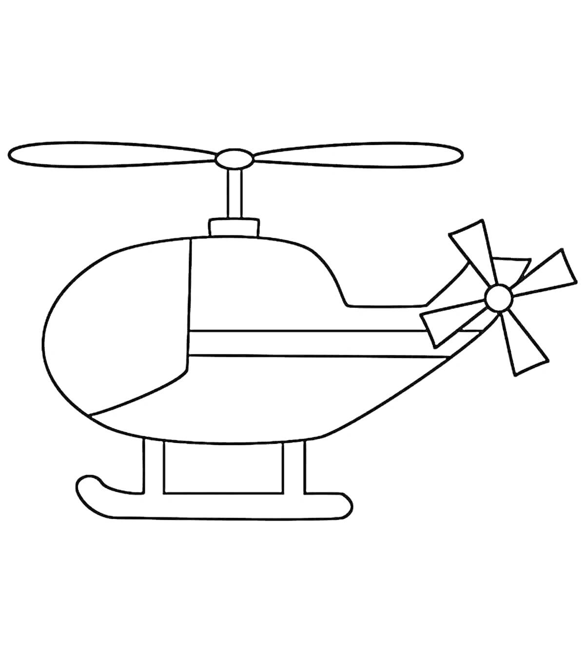 Раскраска Вертолет с главным и хвостовым винтами