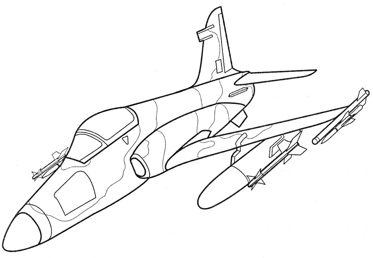 Раскраска самолёта Су-25 с оружейными элементами и деталями корпуса