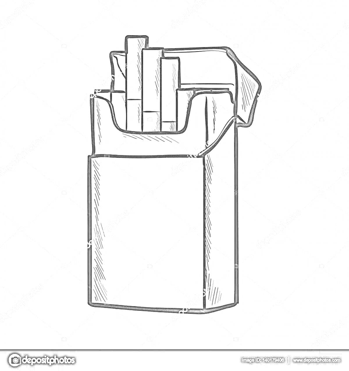 Раскраска Пачка сигарет с открытой крышкой, видны три сигареты