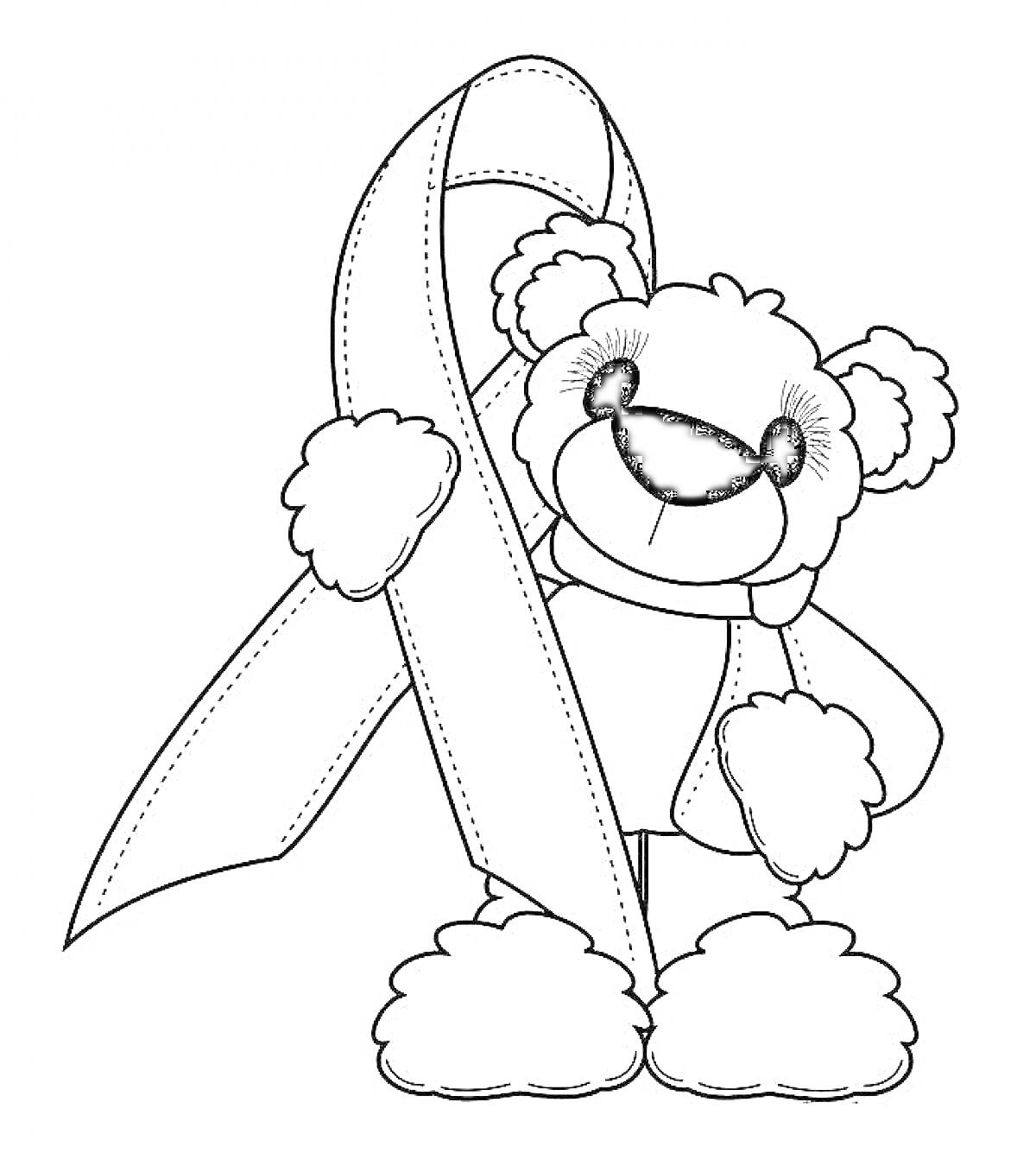 Раскраска Медвежонок с лентой