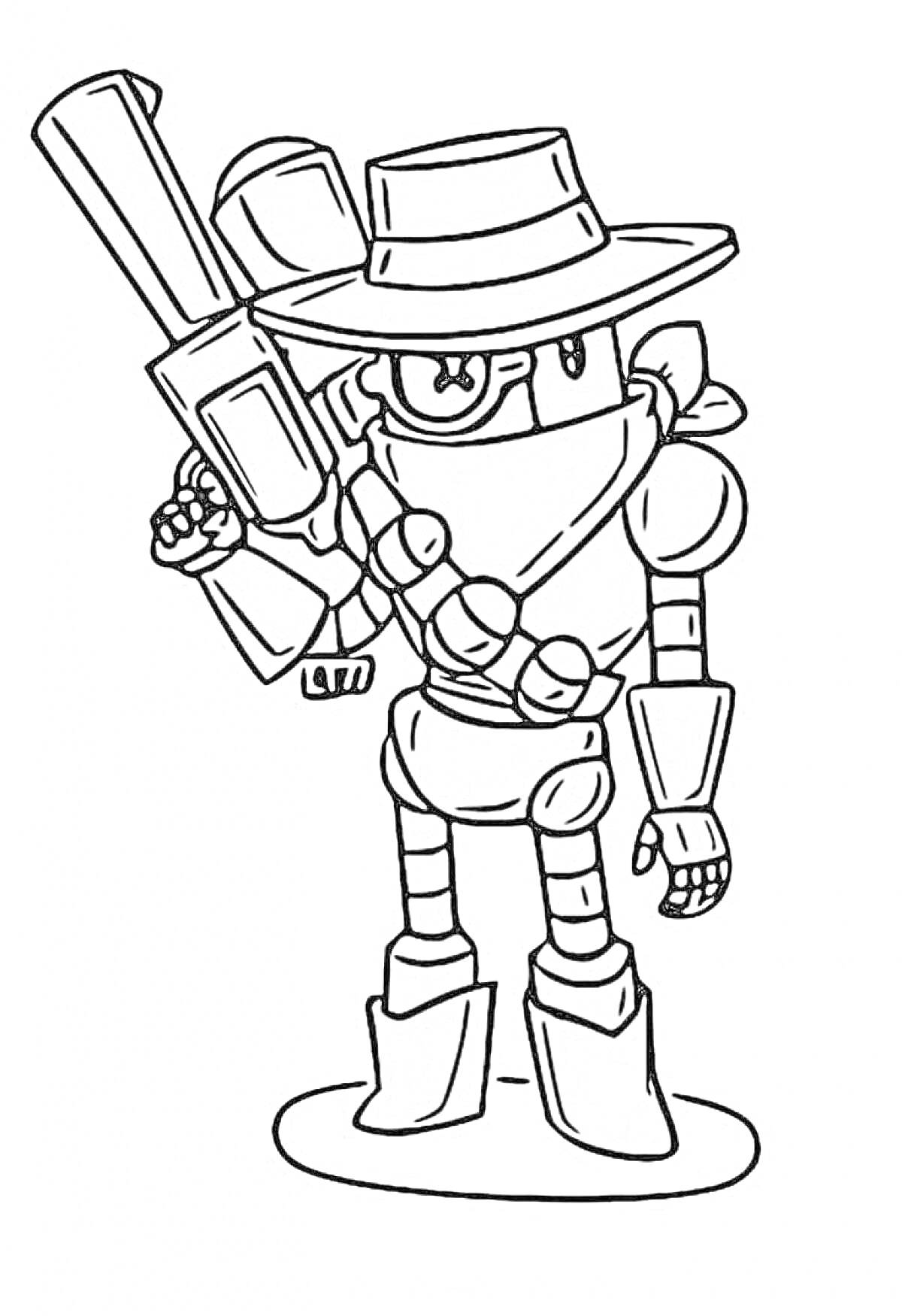 Раскраска Робот-ковбой с огромной пушкой из игры Браво старс