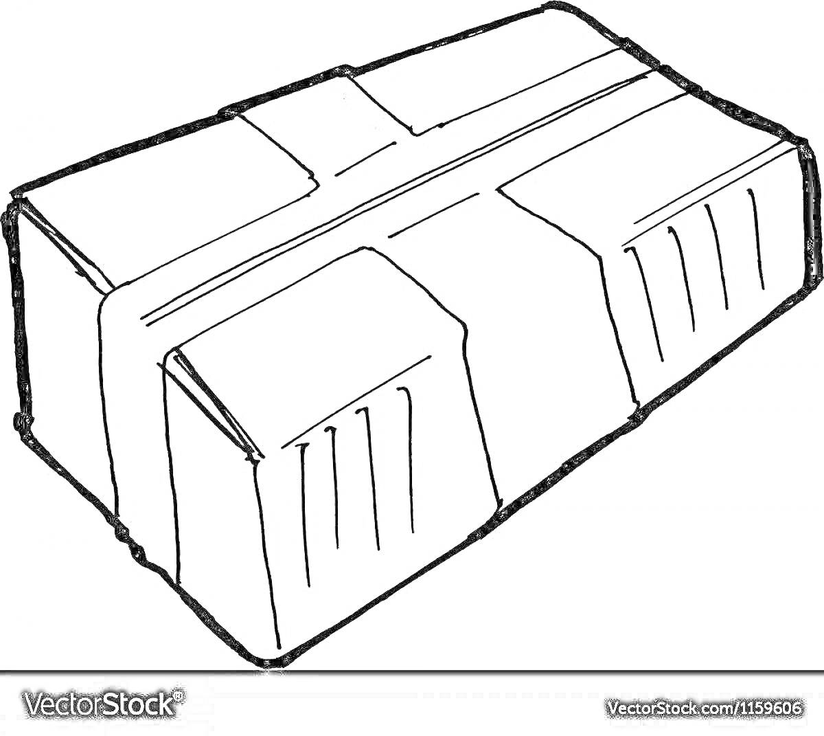 Прямоугольная посылка с заклеенными ребрами