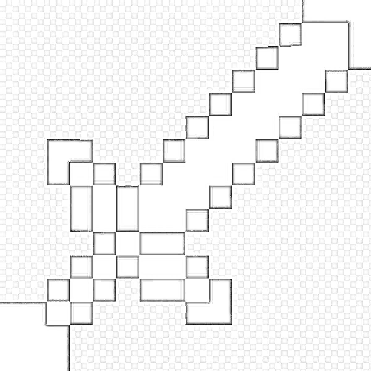 Раскраска Меч из Майнкрафта в пиксель-арте на прозрачном фоне