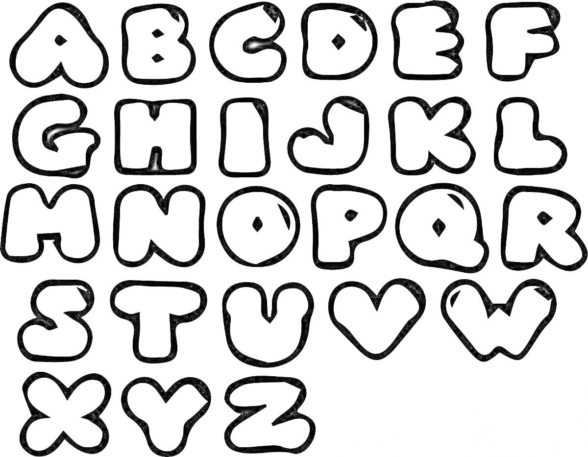 Раскраска Граффити алфавит от A до Z