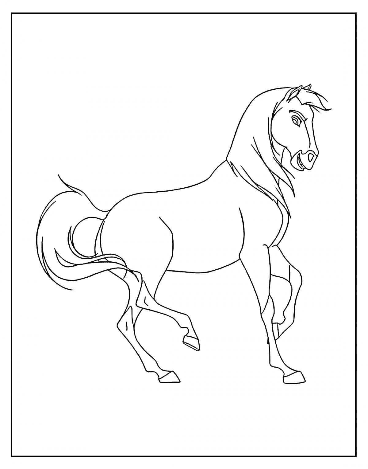 На раскраске изображено: Лошадь, Спирит, Для детей