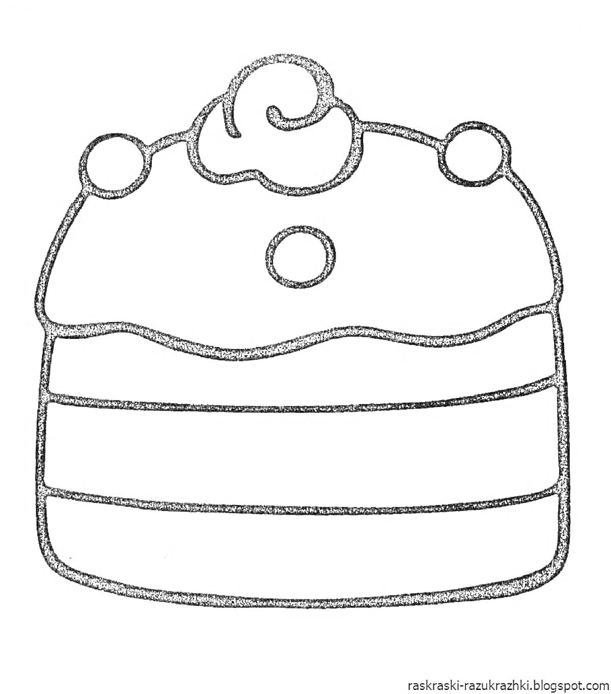 Раскраска Разукрашка - торт с кремом и вишенками