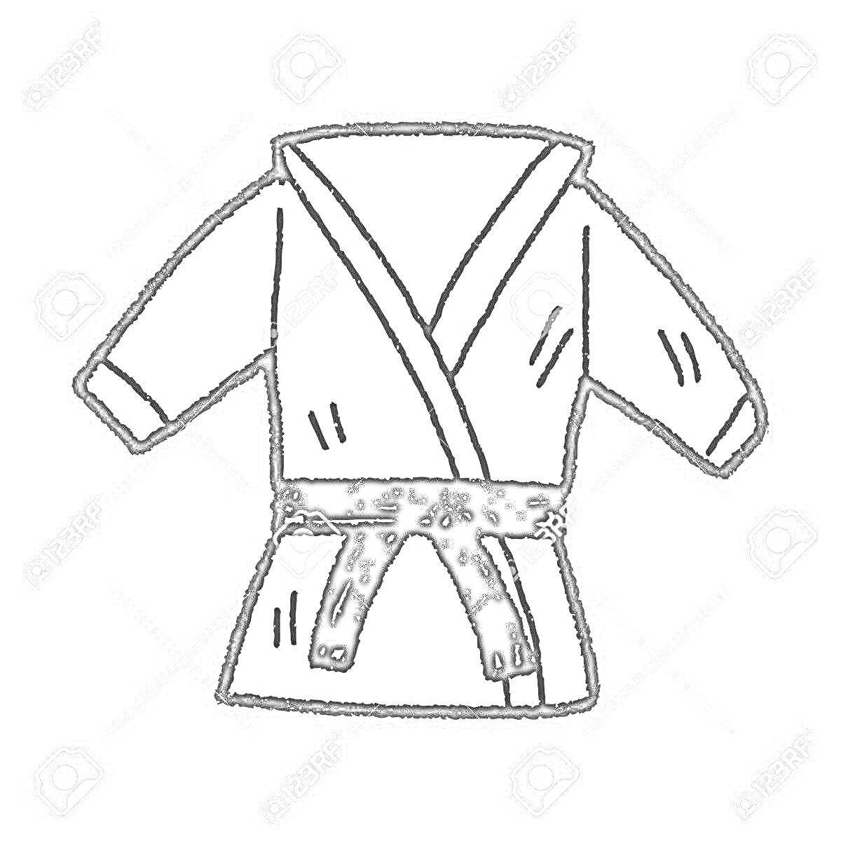 Раскраска Раскраска кимоно дзюдо с черным поясом