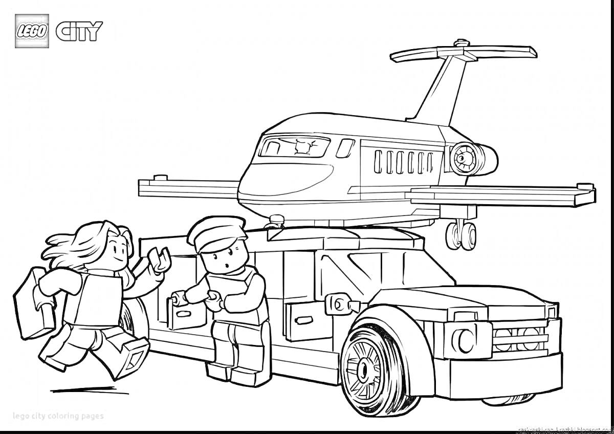 На раскраске изображено: Лего, Полицейская машина, Полиция