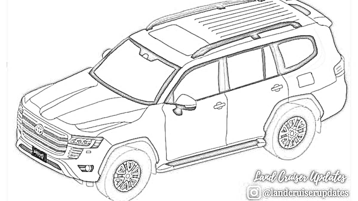 Раскраска Автомобиль Toyota Land Cruiser 300 на сером фоне