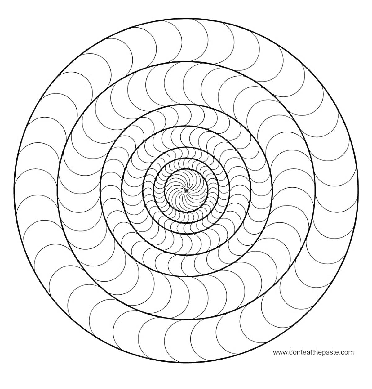 Раскраска Черно-белая раскраска спирального узора Спираль Бетти