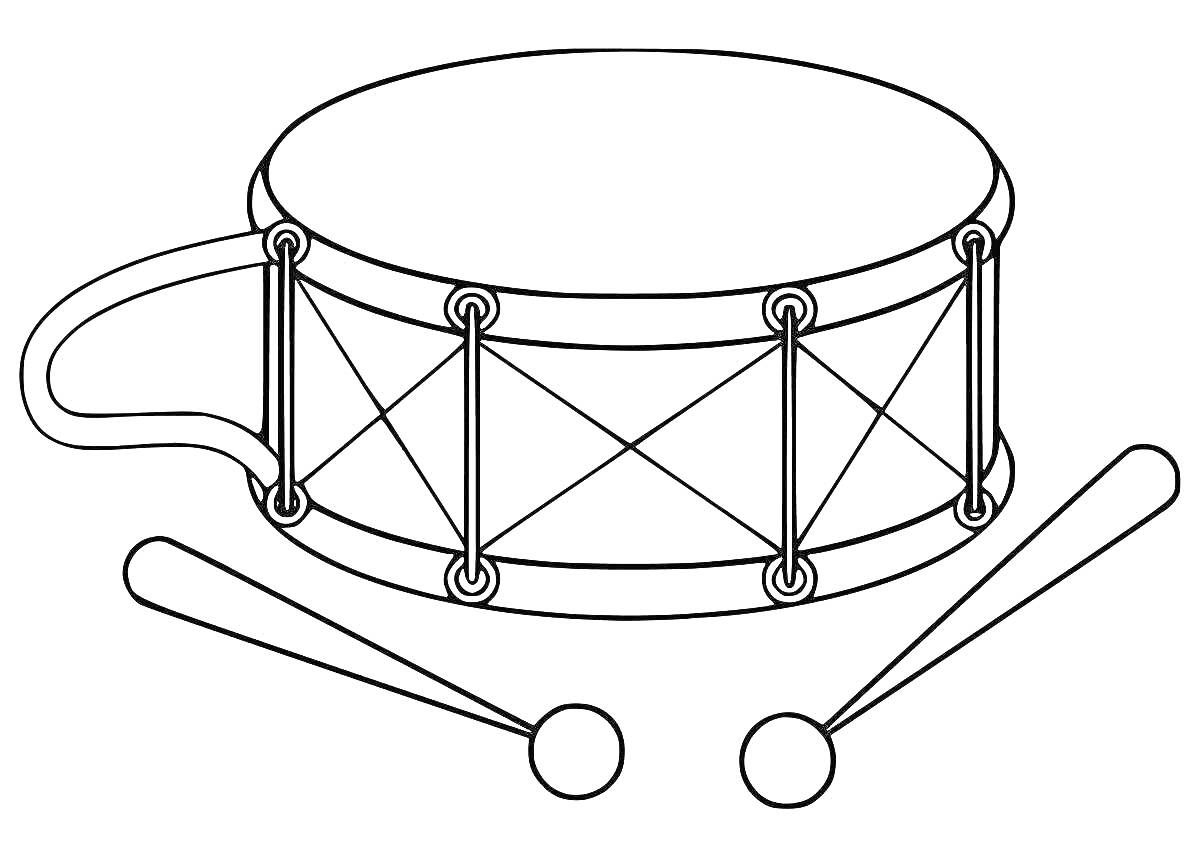 Раскраска барабан с палочками