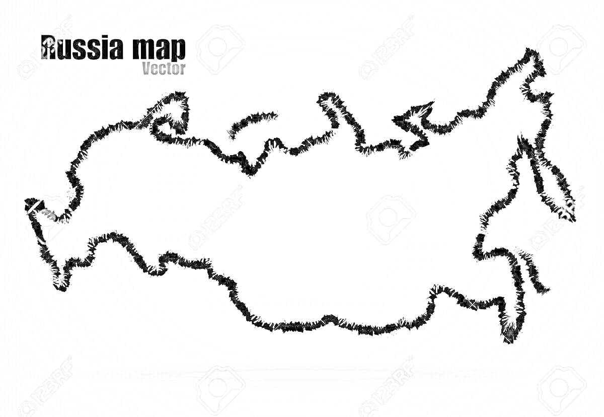 Раскраска карта Российской империи, черно-белая, без границ, с текстом 