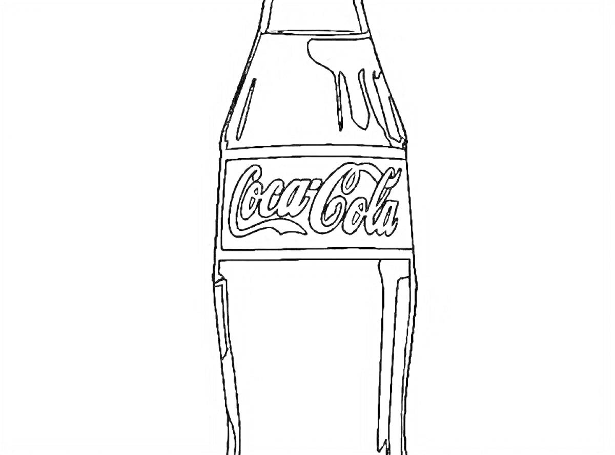 Раскраска Бутылка Coca-Cola с логотипом