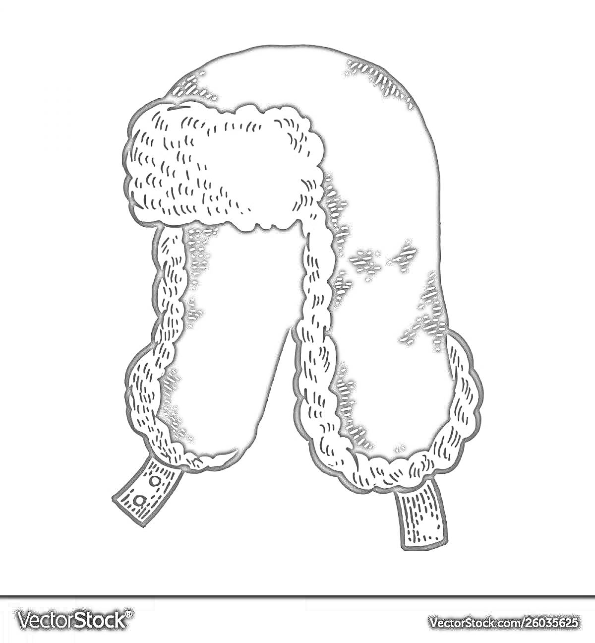Раскраска Шапка ушанка с меховой отделкой и застежками