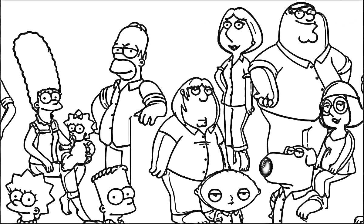 На раскраске изображено: Симпсоны, Семья, Анимация