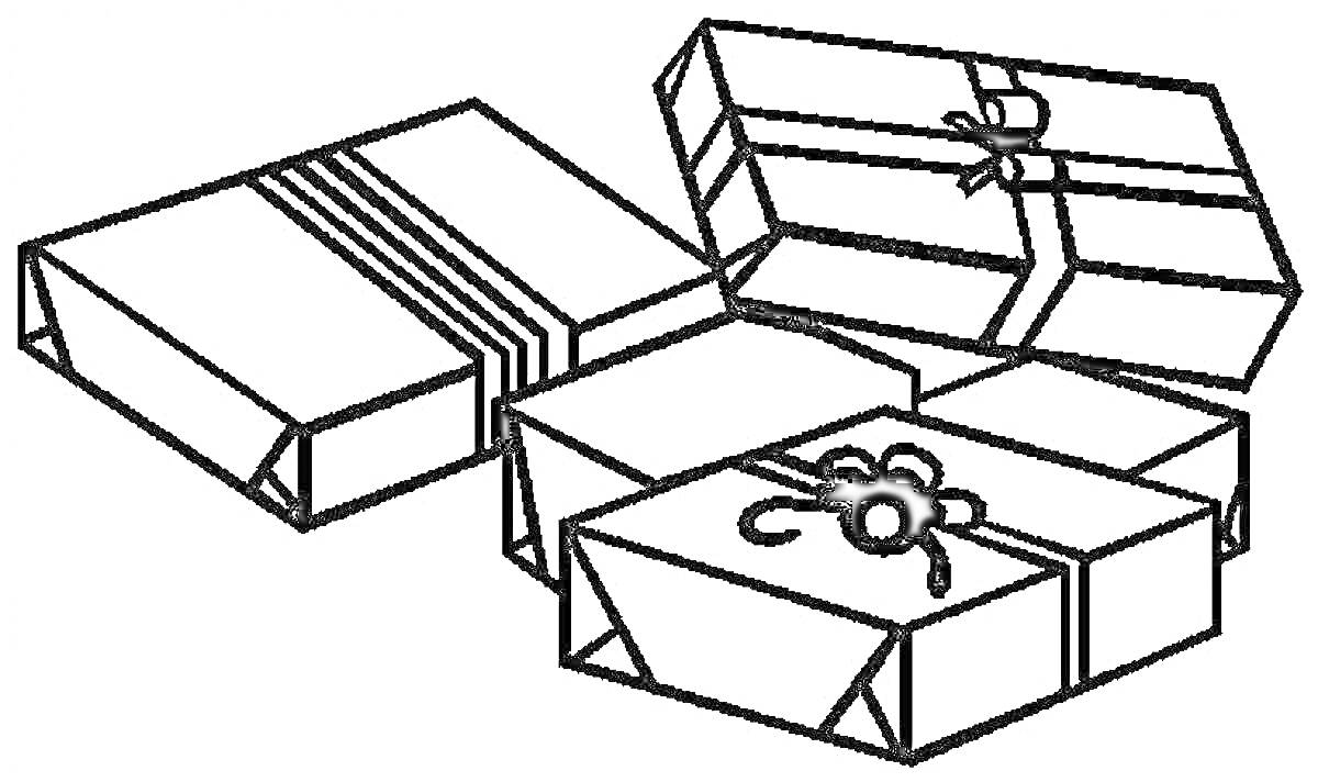 На раскраске изображено: Коробка, Бант, Упаковка