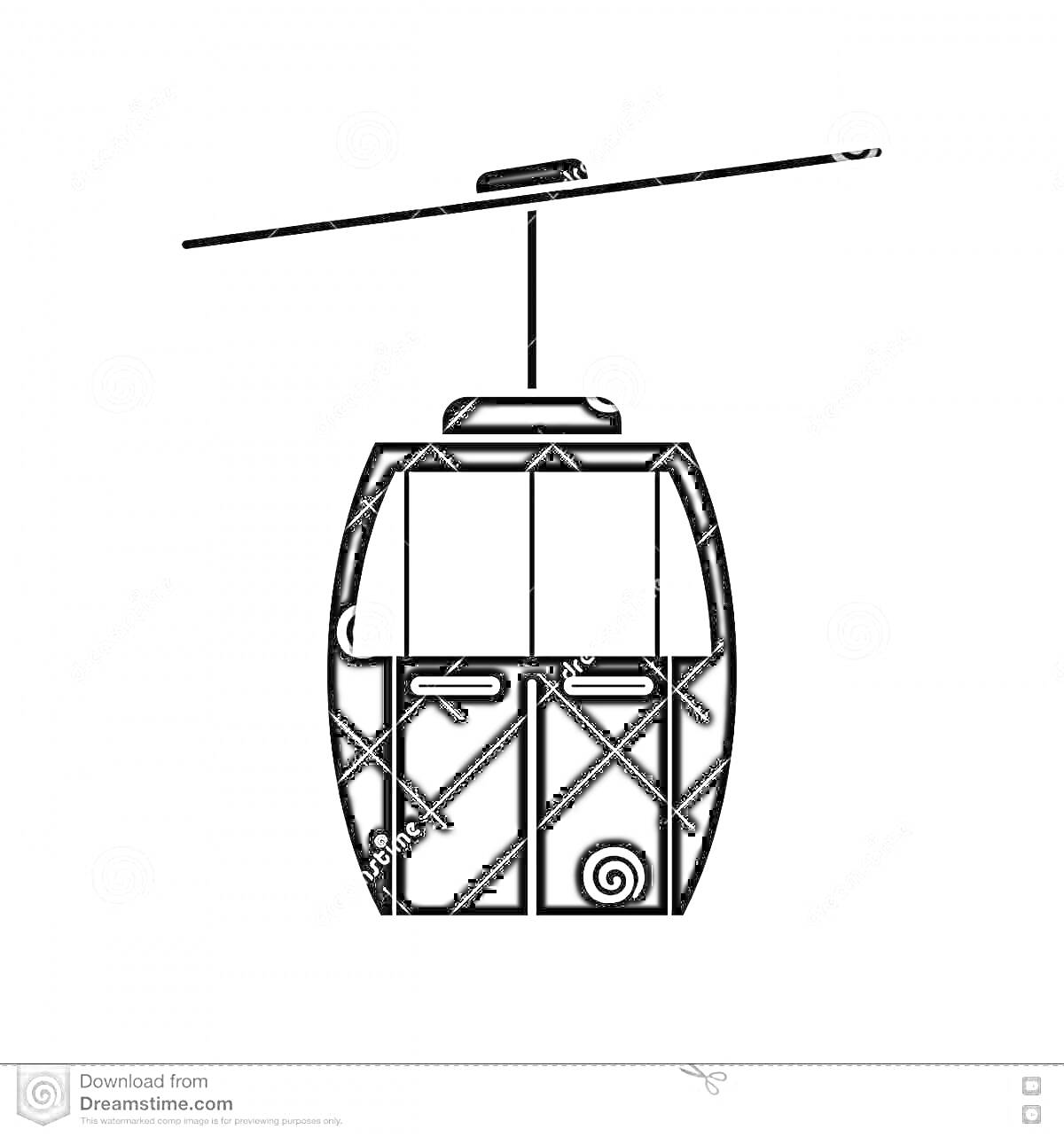 Раскраска Кабина канатной дороги с креплением и кабелем