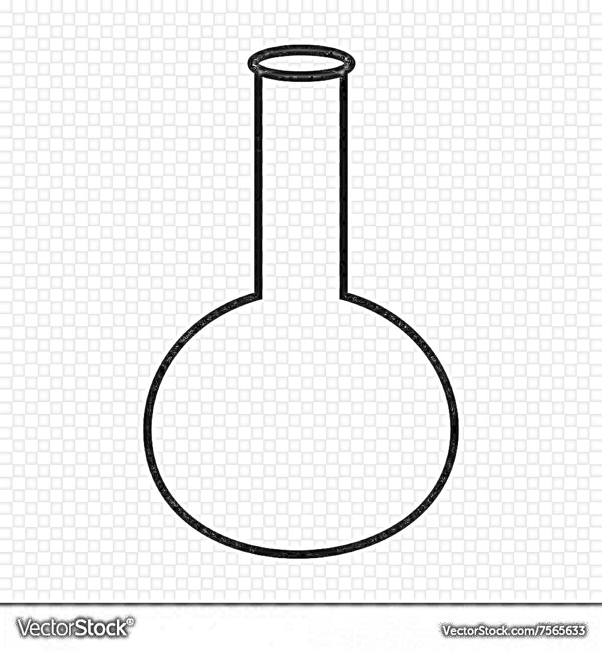 Раскраска Колба с круглым дном, контур