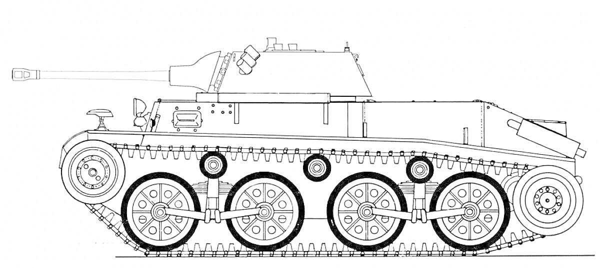 Раскраска танк Т-35 с деталями ходовой части, колесами, гусеницами, башней и пушкой