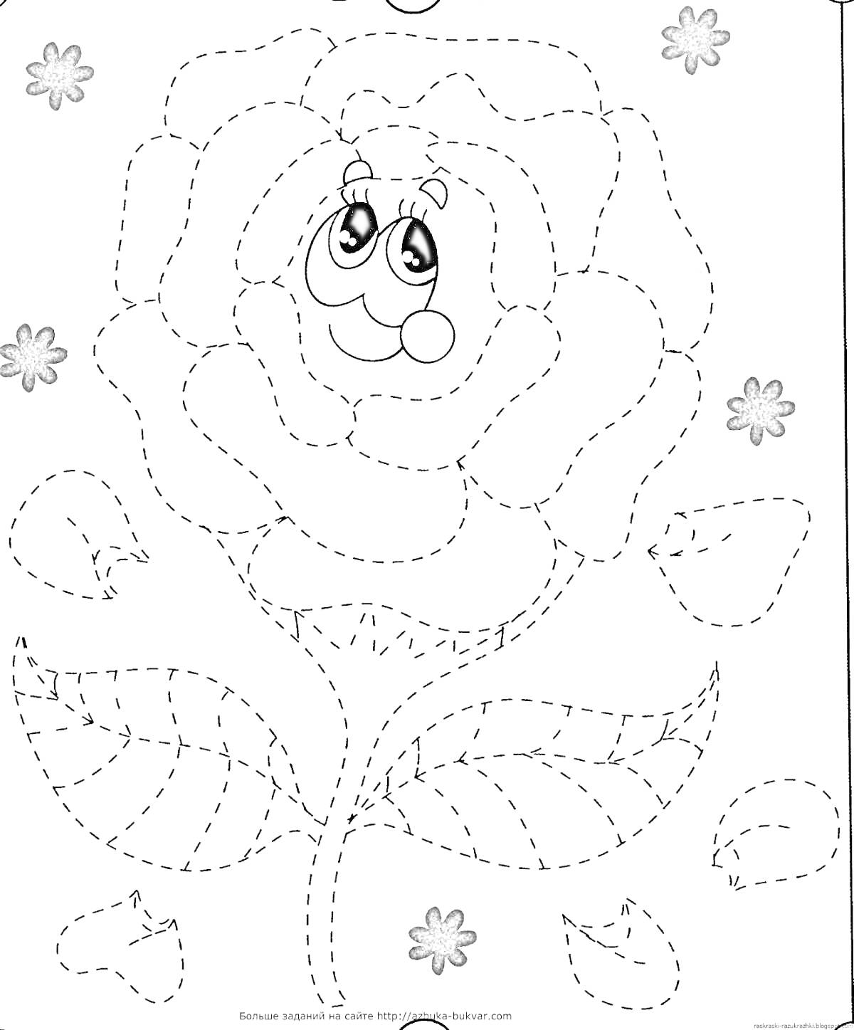 На раскраске изображено: Для детей, Улыбка, Листья, Лепестки, 5 лет, 6 лет, Цветы