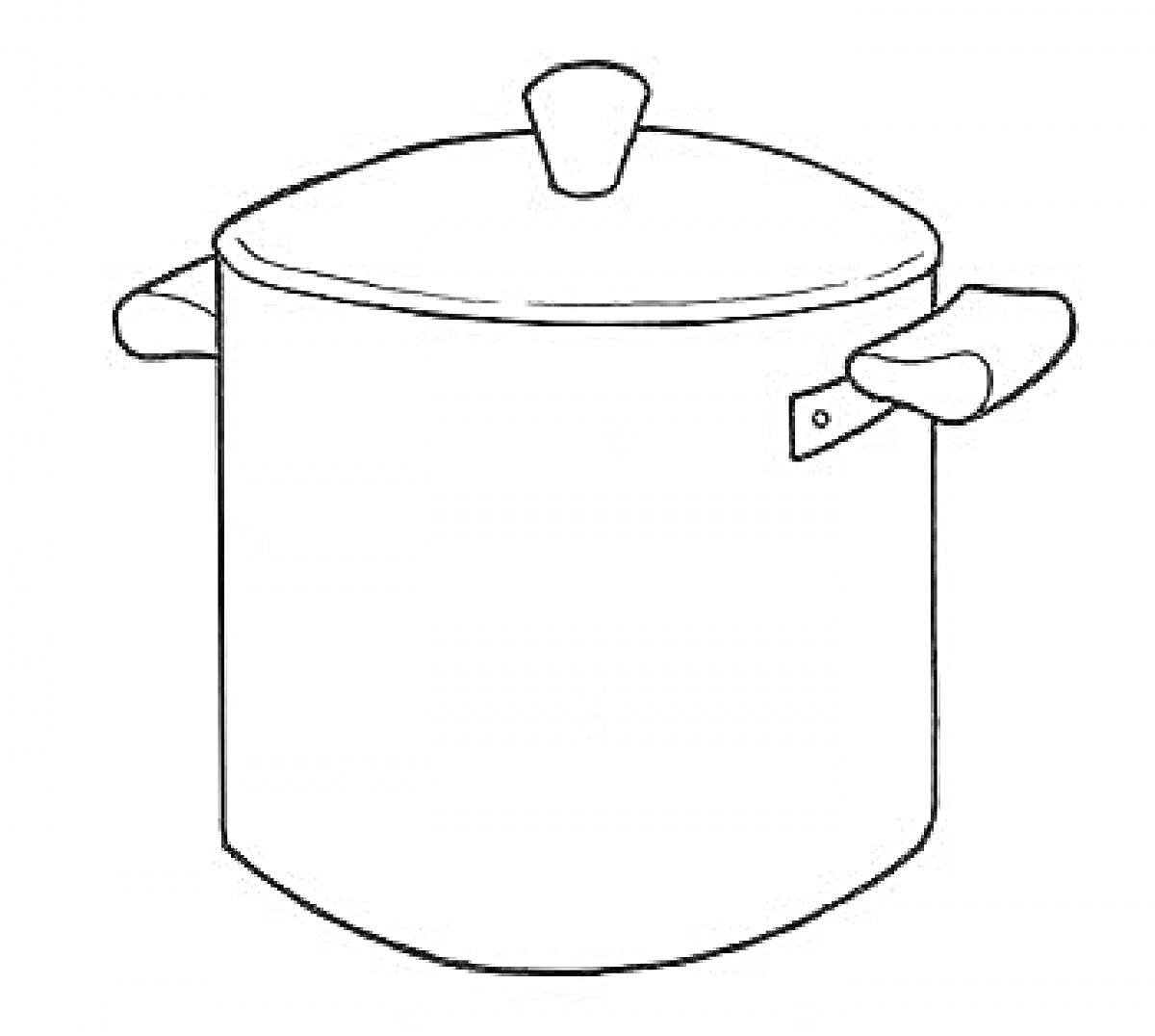 Раскраска Кастрюля с крышкой и ручками