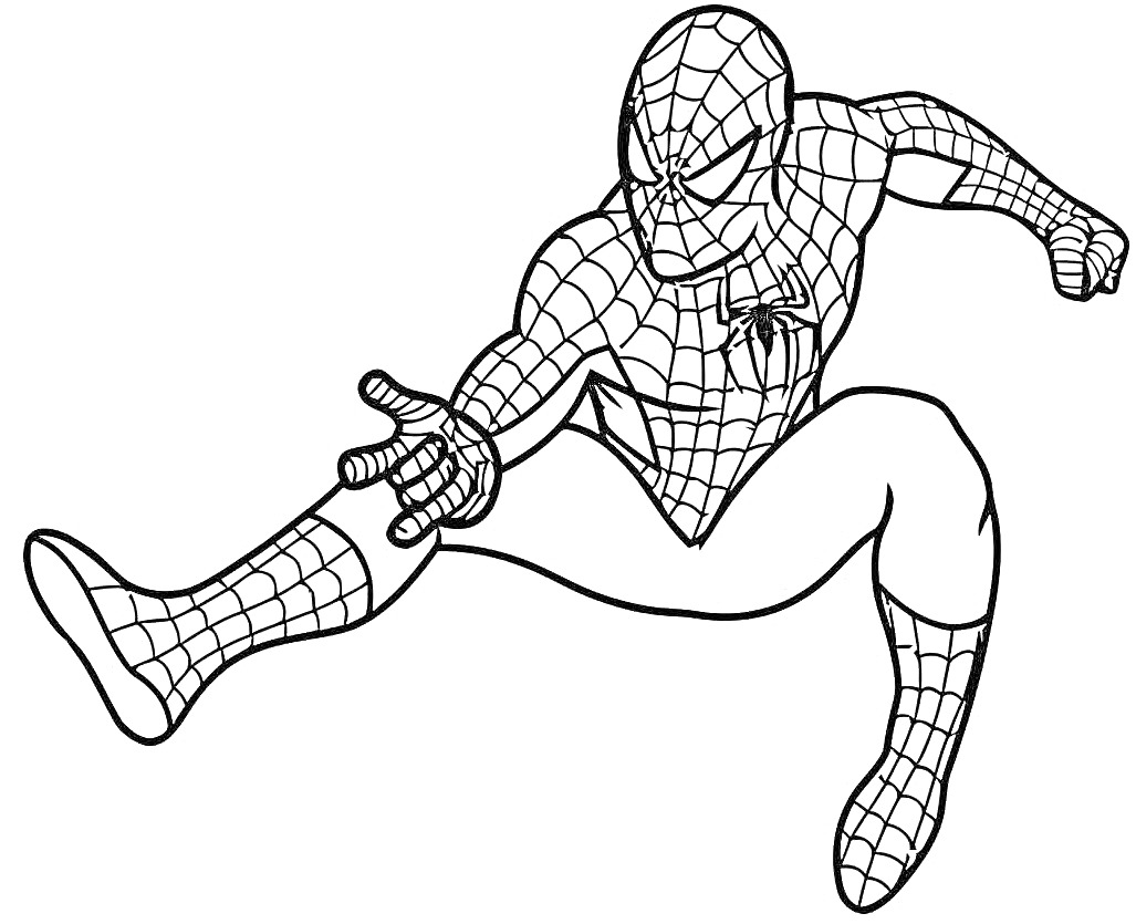 Раскраска Человек-паук в прыжке