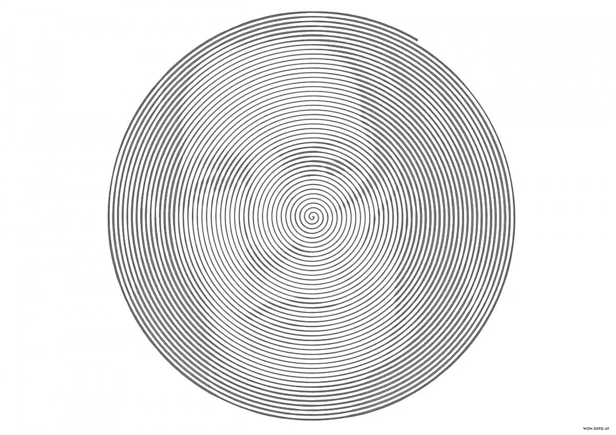 Раскраска Диск с лицом, изображенным спиральными линиями