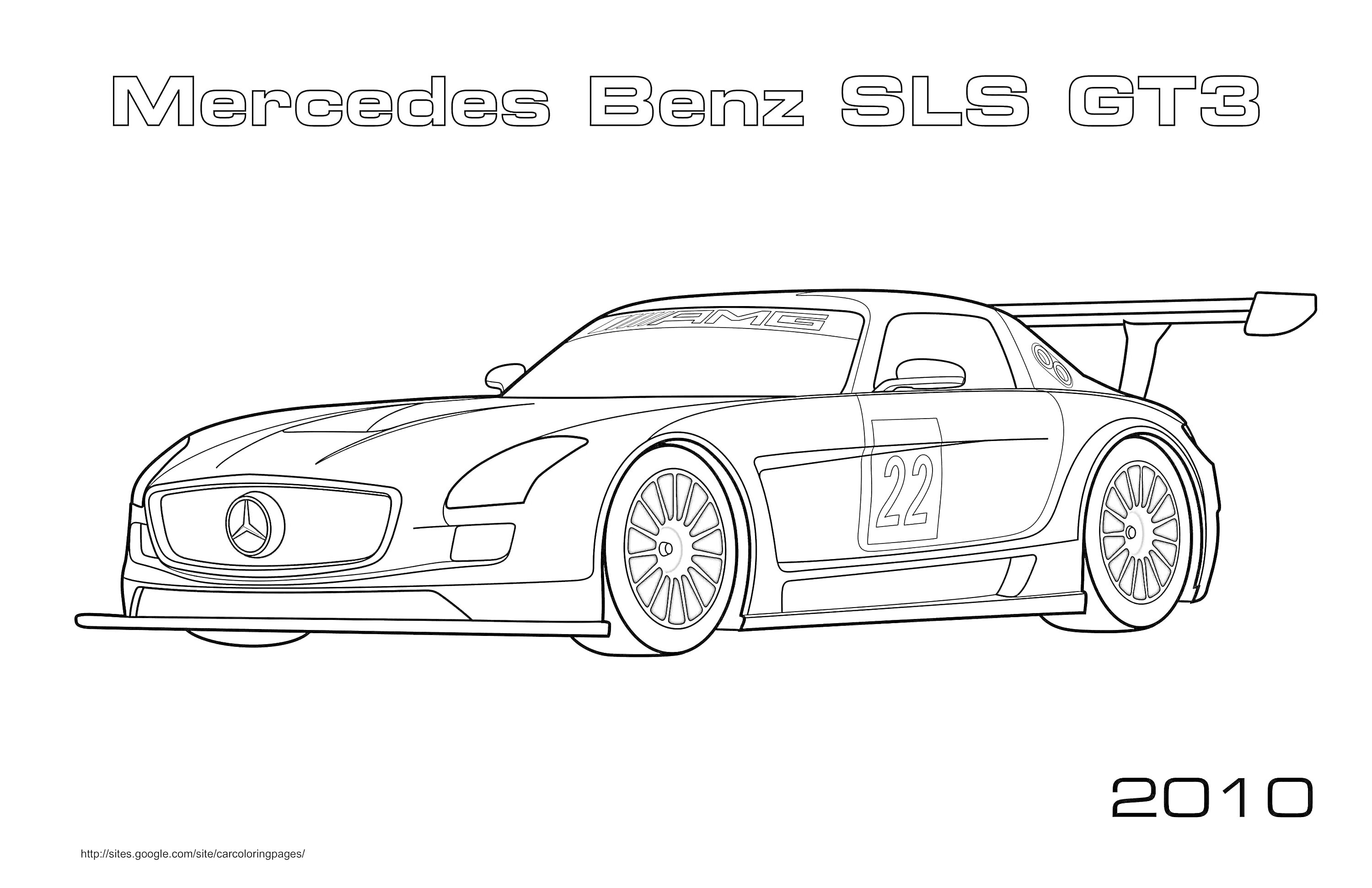 Раскраска Mercedes Benz SLS GT3, номер 72, 2010