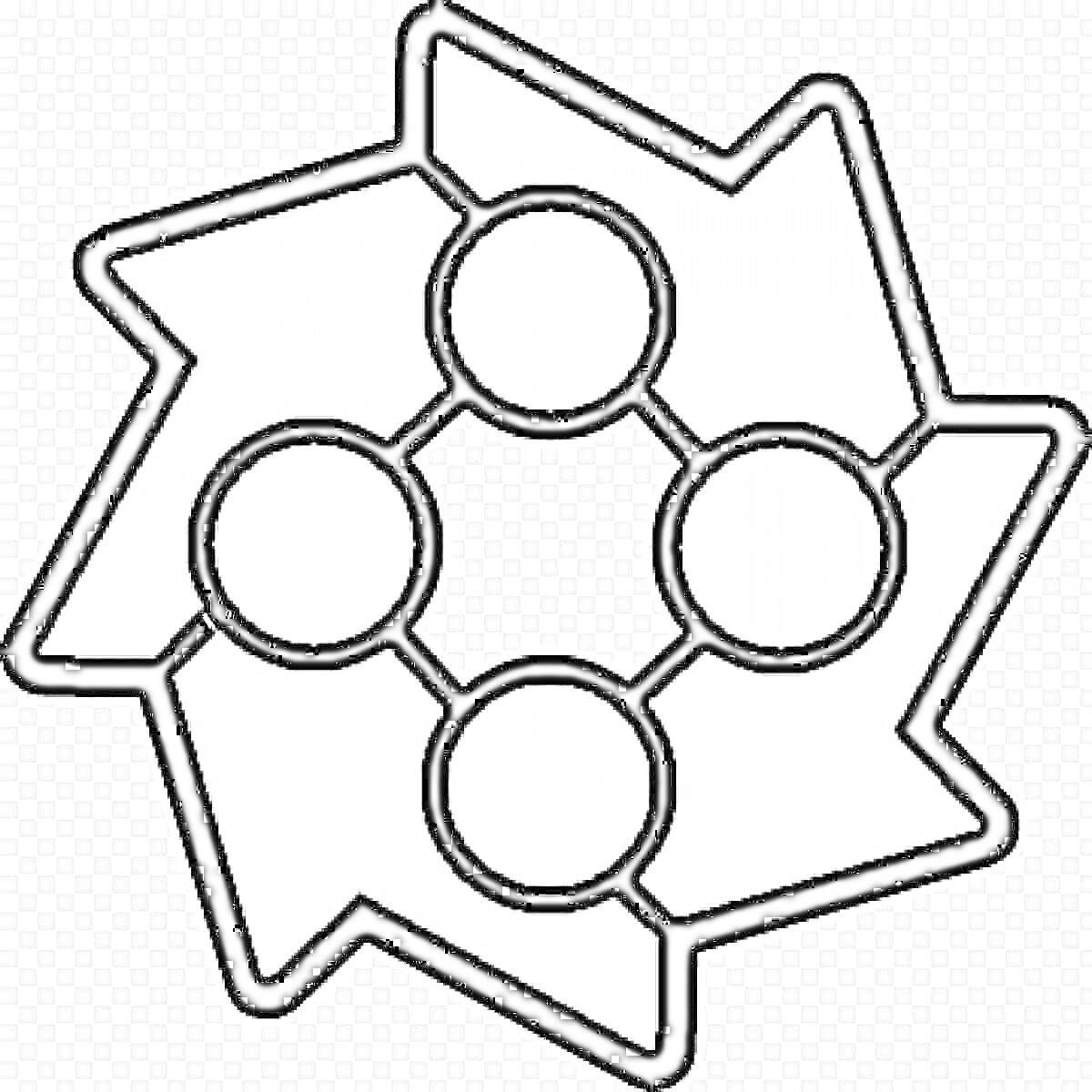 Фигура из игры Geometry Dash: звезда с четырьмя кругами