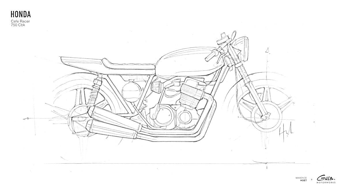 На раскраске изображено: Мотоцикл, Honda, Рама, Колёса, Седло, Руль