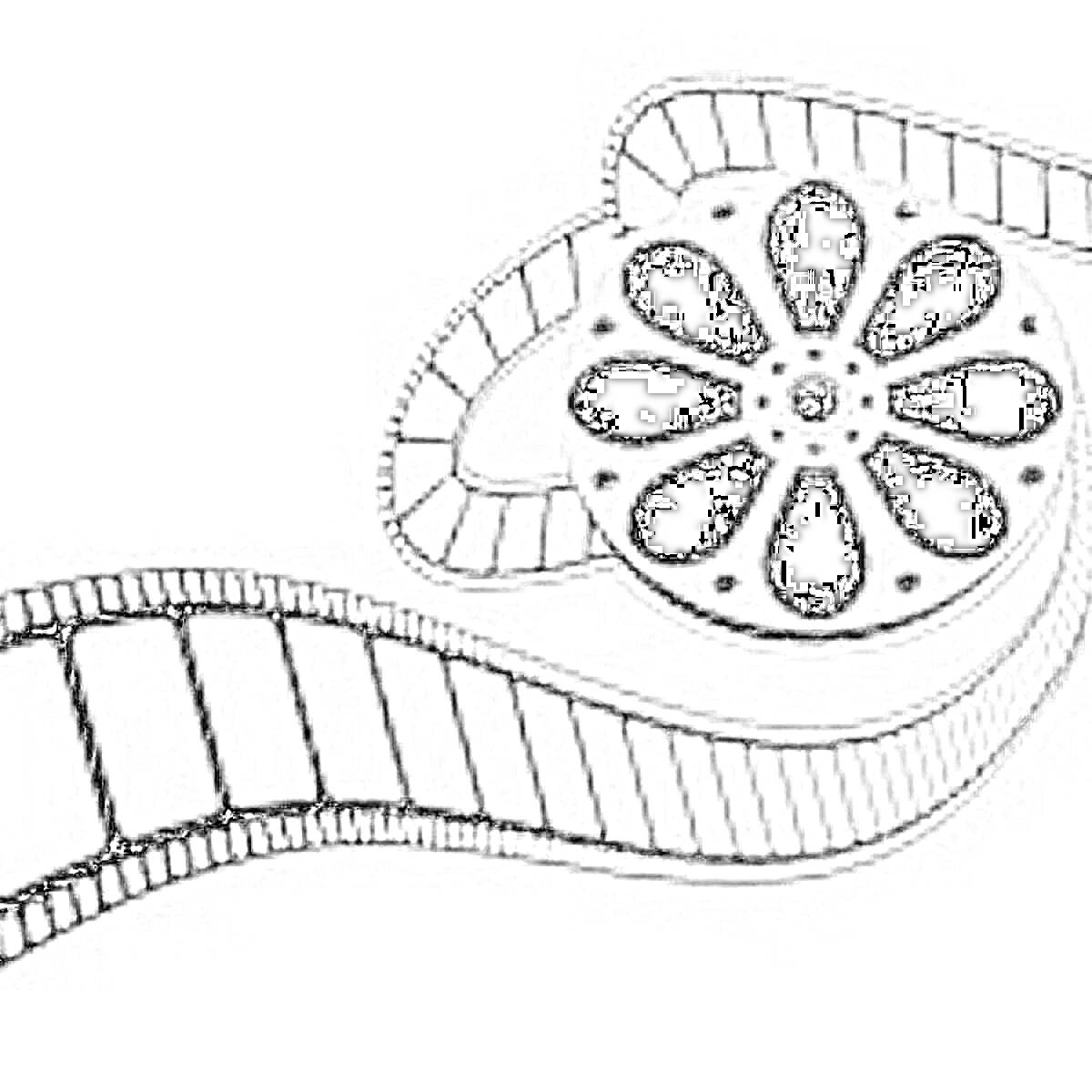 Раскраска катушка кинопленки с кинолентой