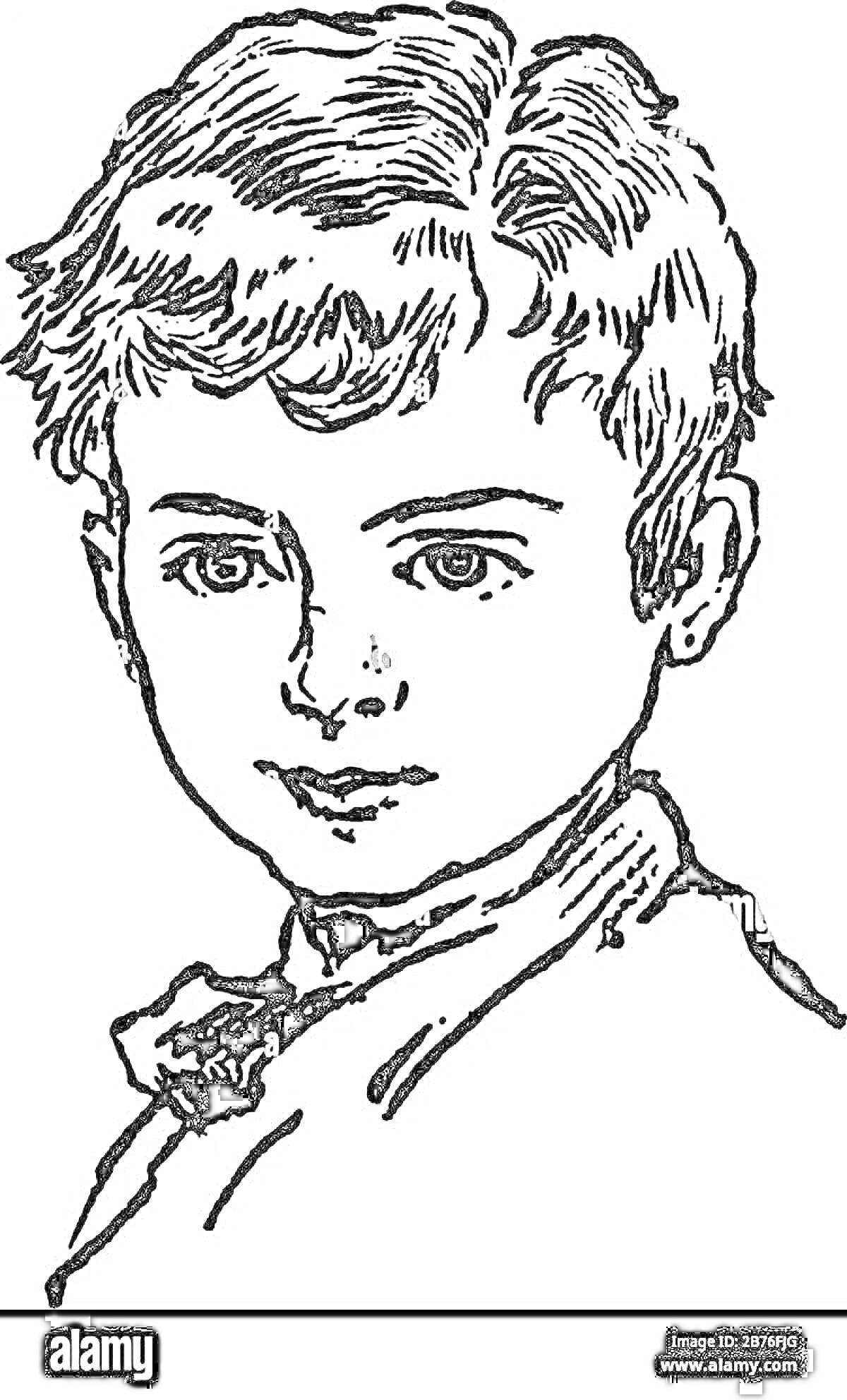 Раскраска Портрет мальчика с короткими волосами и воротником