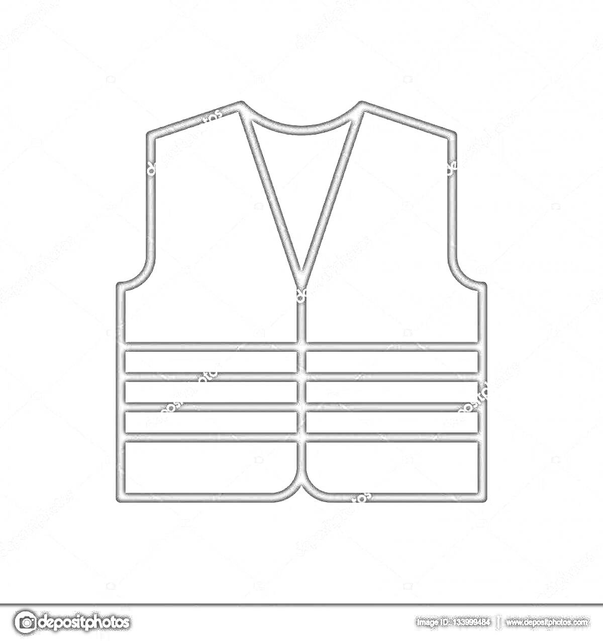 Раскраска Контурный рисунок жилета с горизонтальными линиями на уровне талии