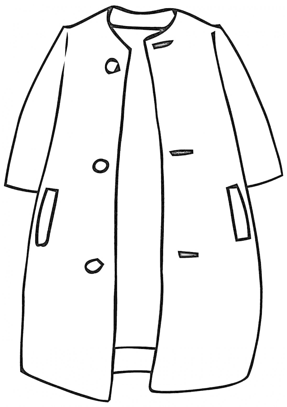 Раскраска Пальто с пуговицами и карманами