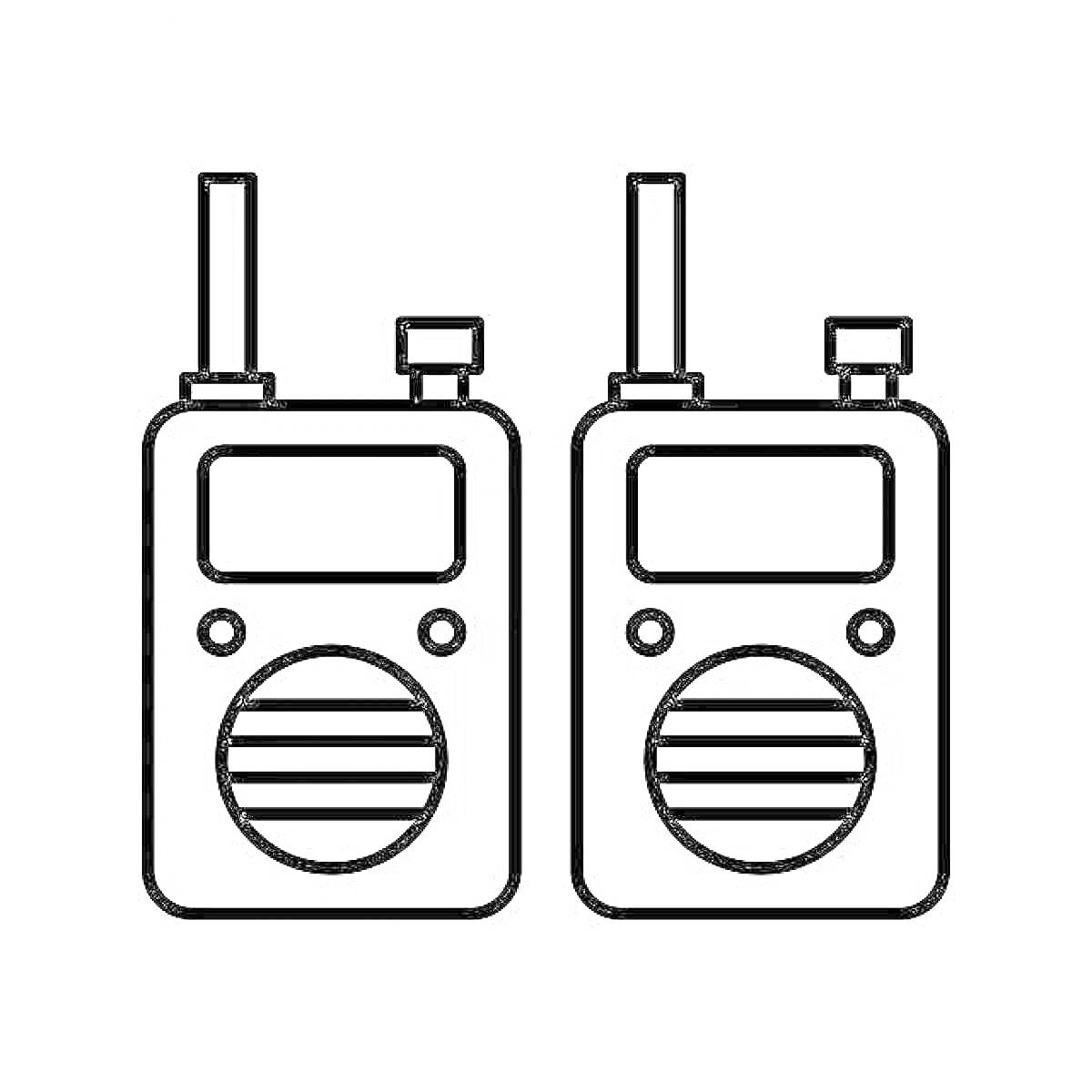 Раскраска Две рации с антеннами и кнопками
