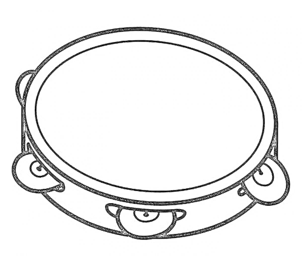 Раскраска Бубен с пятью металлическими тарелочками