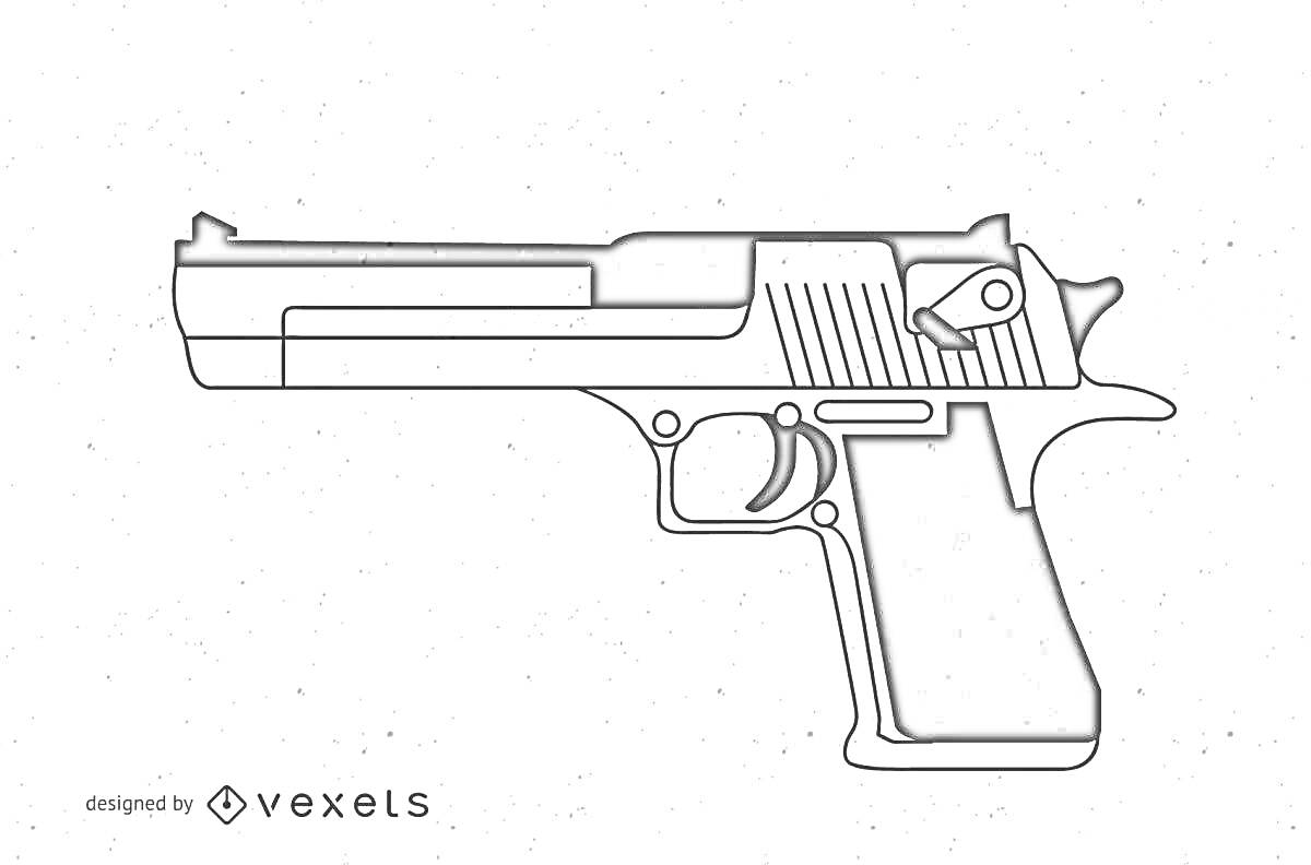 Раскраска Раскраска пистолет Desert Eagle, вид сбоку