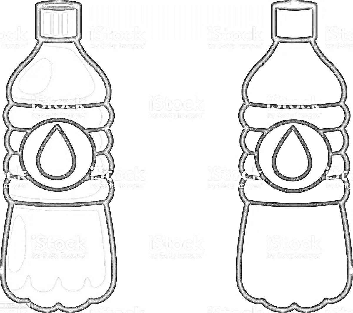 На раскраске изображено: Бутылка, Вода, Этикетка, Для детей, Напиток
