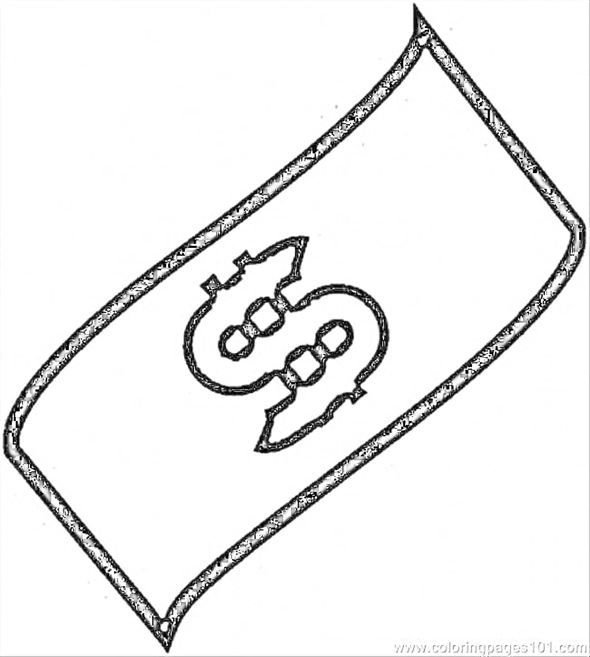 Раскраска Банкнота с символом доллара