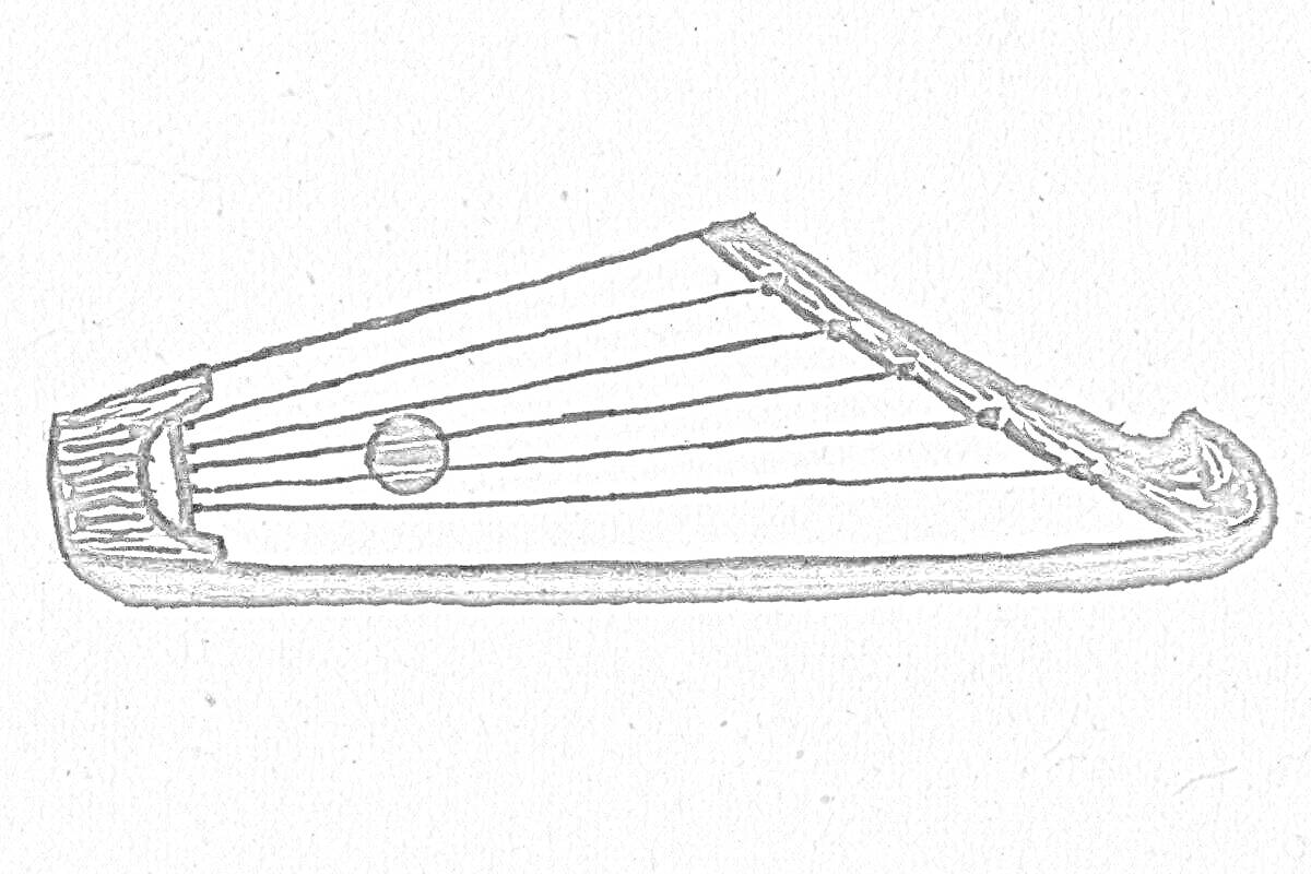 Раскраска Гусли с шестью струнами и круглым резонаторным отверстием