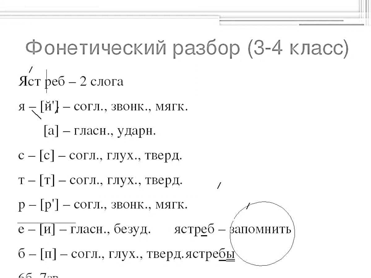 Раскраска Фонетический разбор слова 