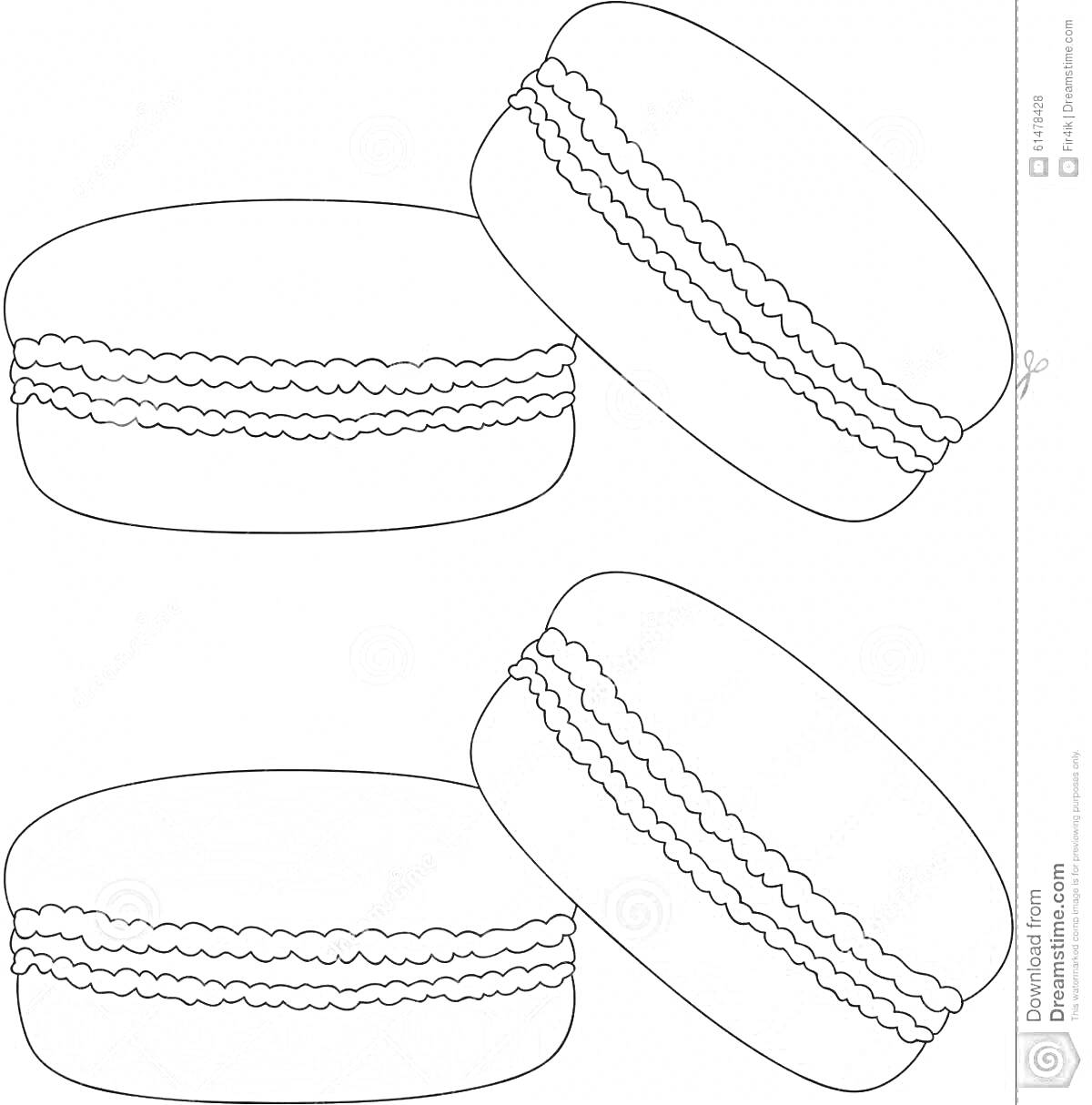На раскраске изображено: Макаруны, Кондитерские изделия