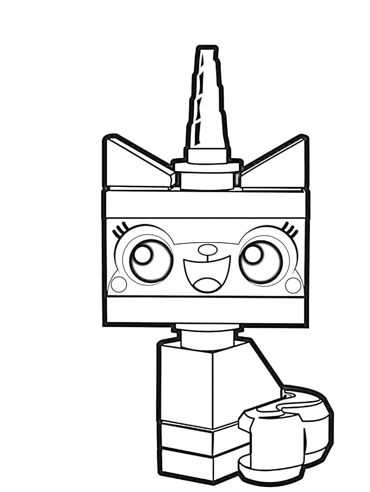 На раскраске изображено: Юникитти, Лего, Кот, Бокал